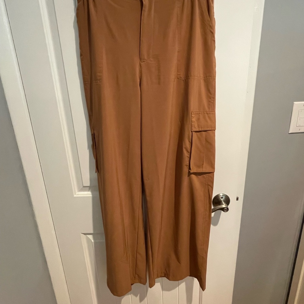 Aerie Tan Wide Leg Pants with Relaxed Silhouette